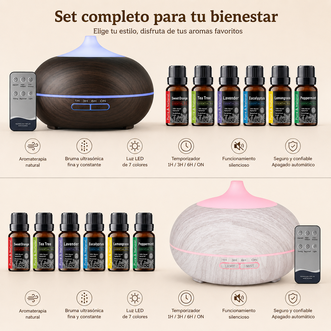 Bruma Esencial | Difusor de Aromaterapia con Mando a Distancia