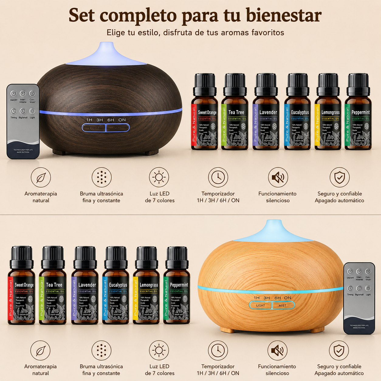 Bruma Esencial | Difusor de Aromaterapia con Mando a Distancia