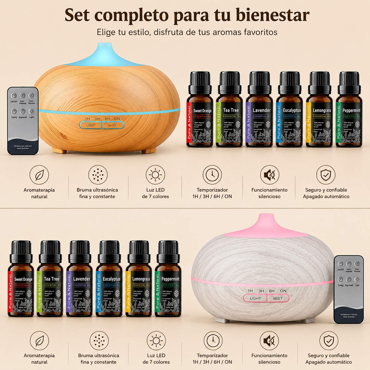 Bruma Esencial | Difusor de Aromaterapia con Mando a Distancia
